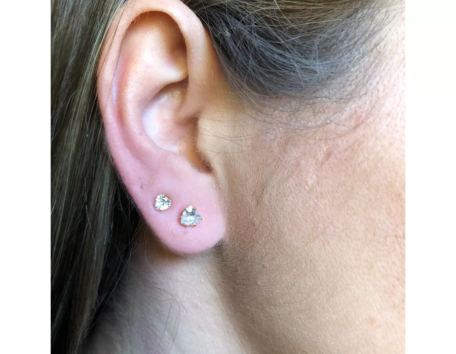 Brinco Duo com Coração de Zircônia Banhado em Ouro 18k