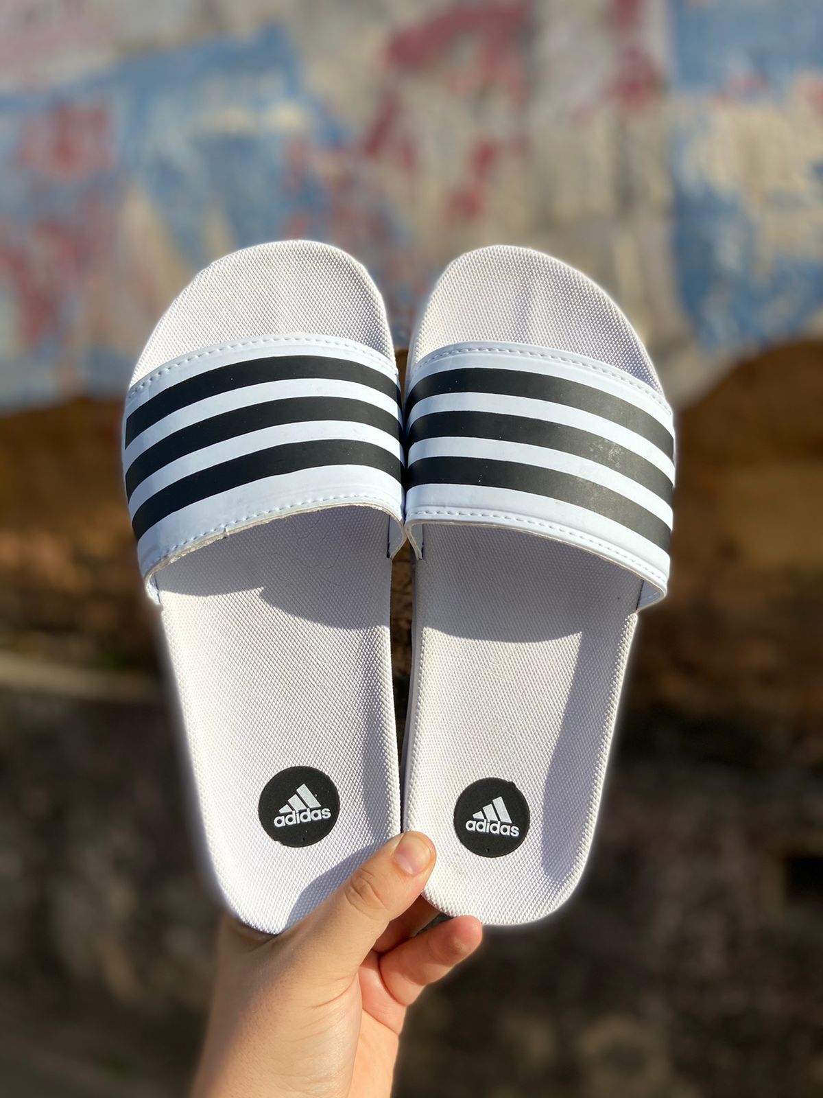 Chinelo Slide Adidas Masculino Branco/Preto