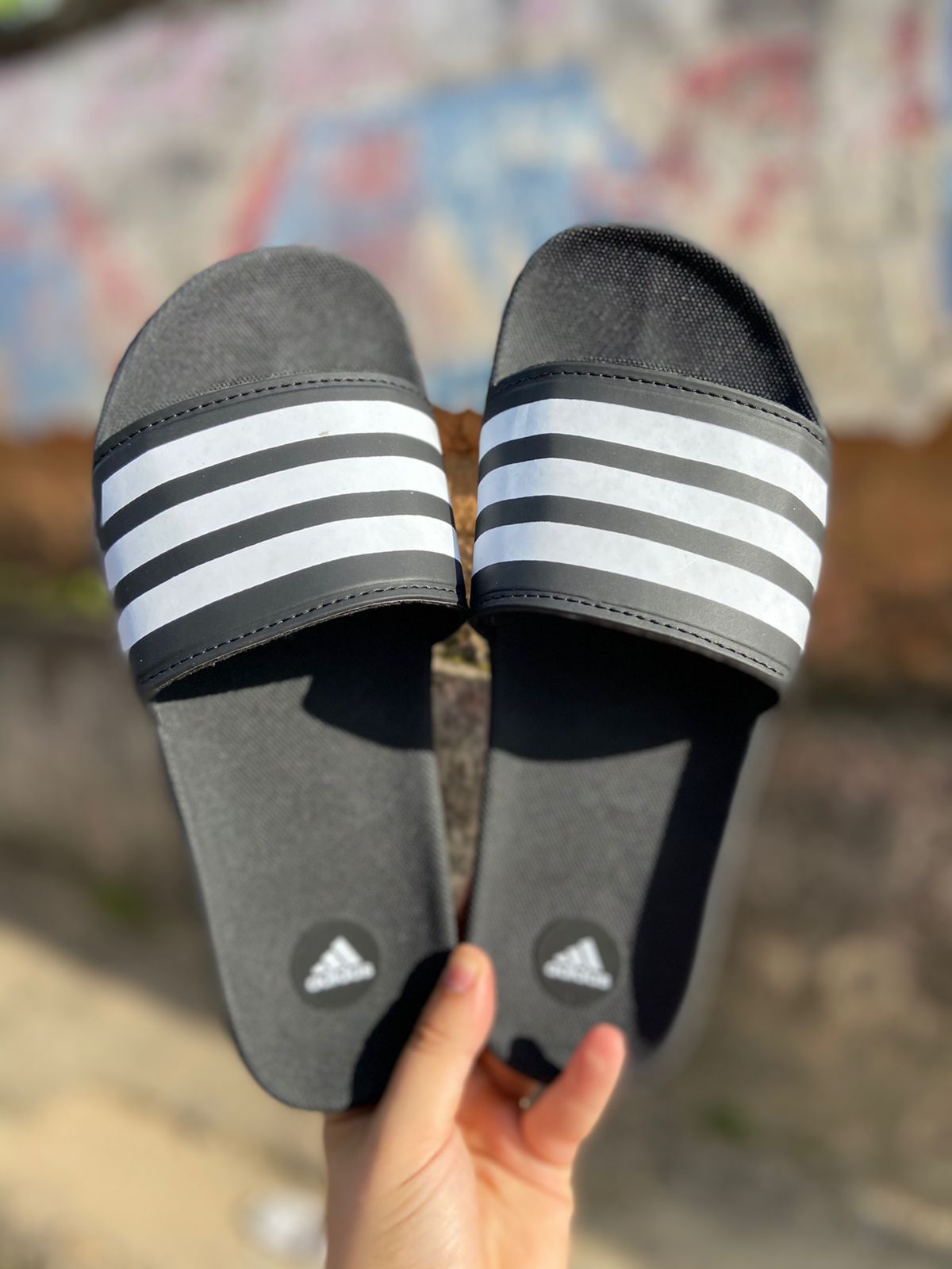 Chinelo Slide Adidas Masculino Preto/Branca