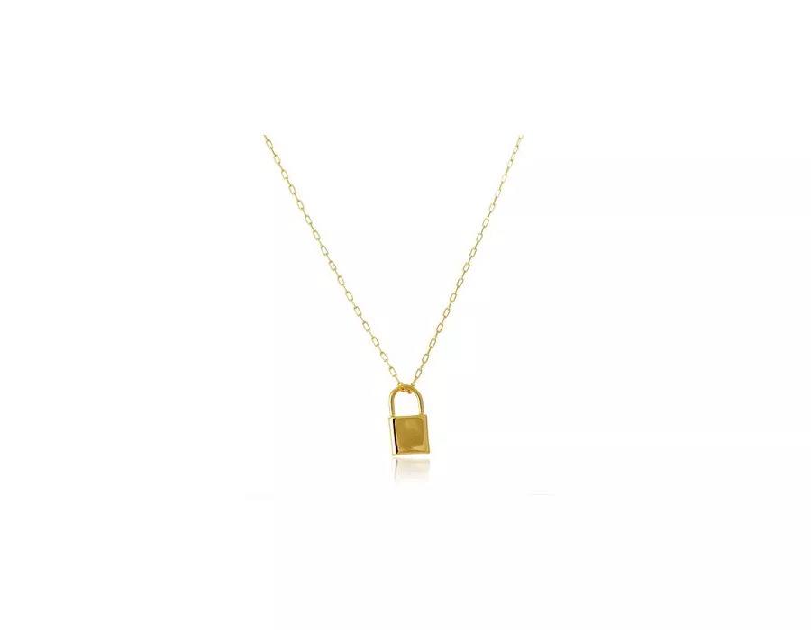 Colar Corrente Cartie com Pingente de Cadeado Folheado em Ouro 18k