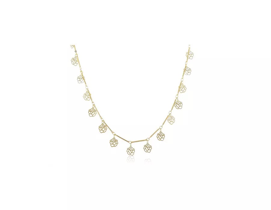 Colar com Corrente com Mini Flores Folheado em Ouro 18k