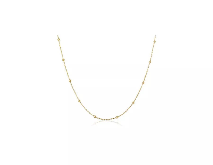 Colar de Corrente com Bolinhas Douradas Folheado em Ouro 18k