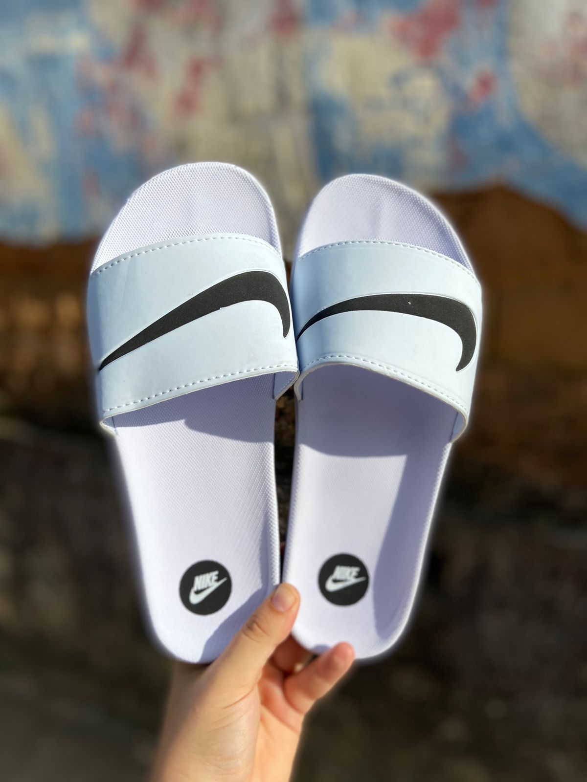 Chinelo Slide Nike Masculino Simbolo Branco/Preto