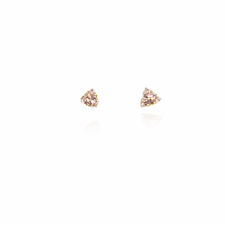 Brinco Triângulo com Zircônia Rosada Banhado em Ouro 18k