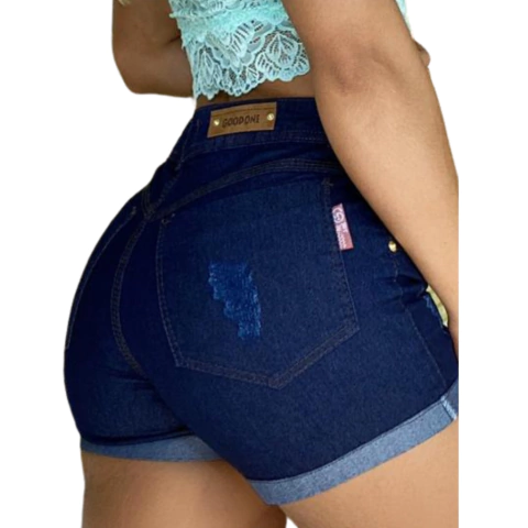 Short Jeans Com Lycra Barra Dobrada