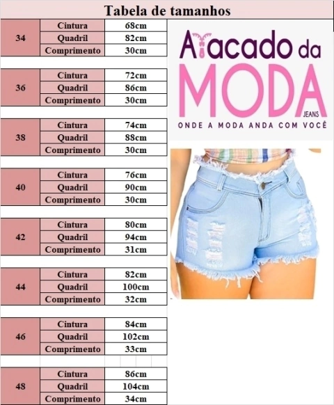 Short Jeans Lavagem Clara