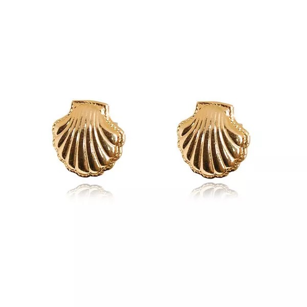 Brinco de Concha Folheado em Ouro 18k
