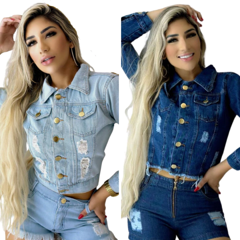 Kit 2 Jaquetas Jeans Destroyed Estilo Rebelde Em Dobro