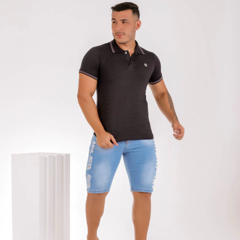 Camisa Gola Polo Preta