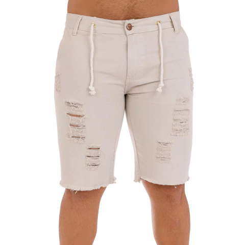 Bermuda Masculina Destroyed Bege