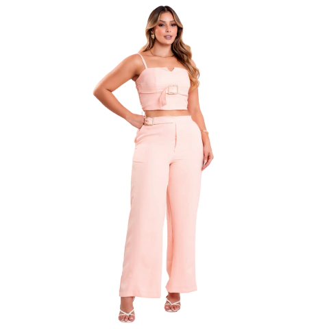 Conjunto Feminino Cropped Calca Diversas Cores