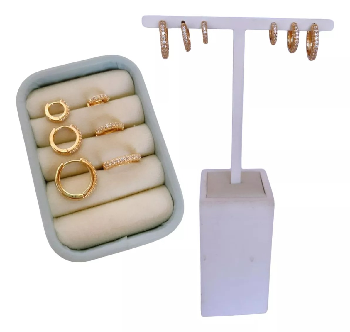 Trio de Brincos Argolinhas Grossas Banhado em Ouro 18k