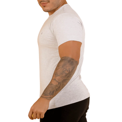 Camisa Gola Careca Cinza Rajado Rnt