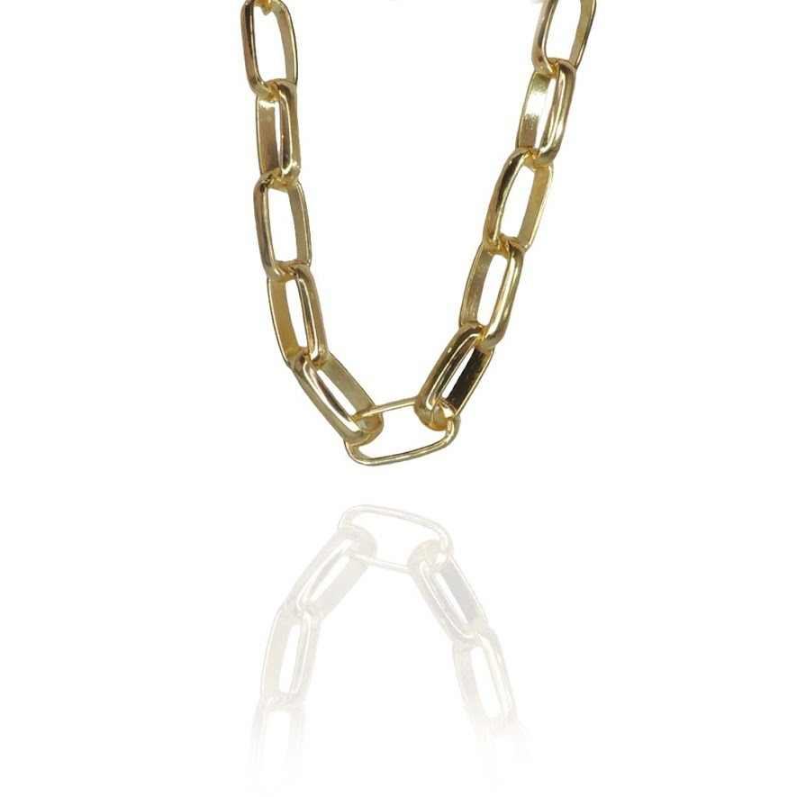 Pulseira de Elos Intercalados Grandes Folheados a Ouro 18k