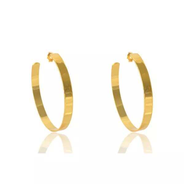 Brinco Argola Grande Grossa Folheado em Ouro 18k