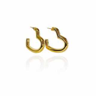 Brinco Argola de Coração Grossa Banhado em Ouro 18k