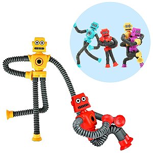 Robo Pop It Tubo Luz Led Estica Puxa Gruda Boneco Brinquedo Infantil