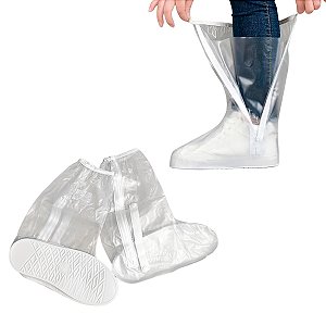 Polaina Bota Galocha Impermeável Motoqueiro Moto Solado Chuva Transparente