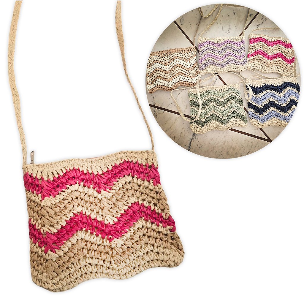 Bolsa Artesanal Lateral Listrada Transversal Casual Praia