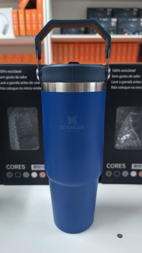 Garrafa Térmica 900ml Bico Flip Aço Inoxidável - Azul