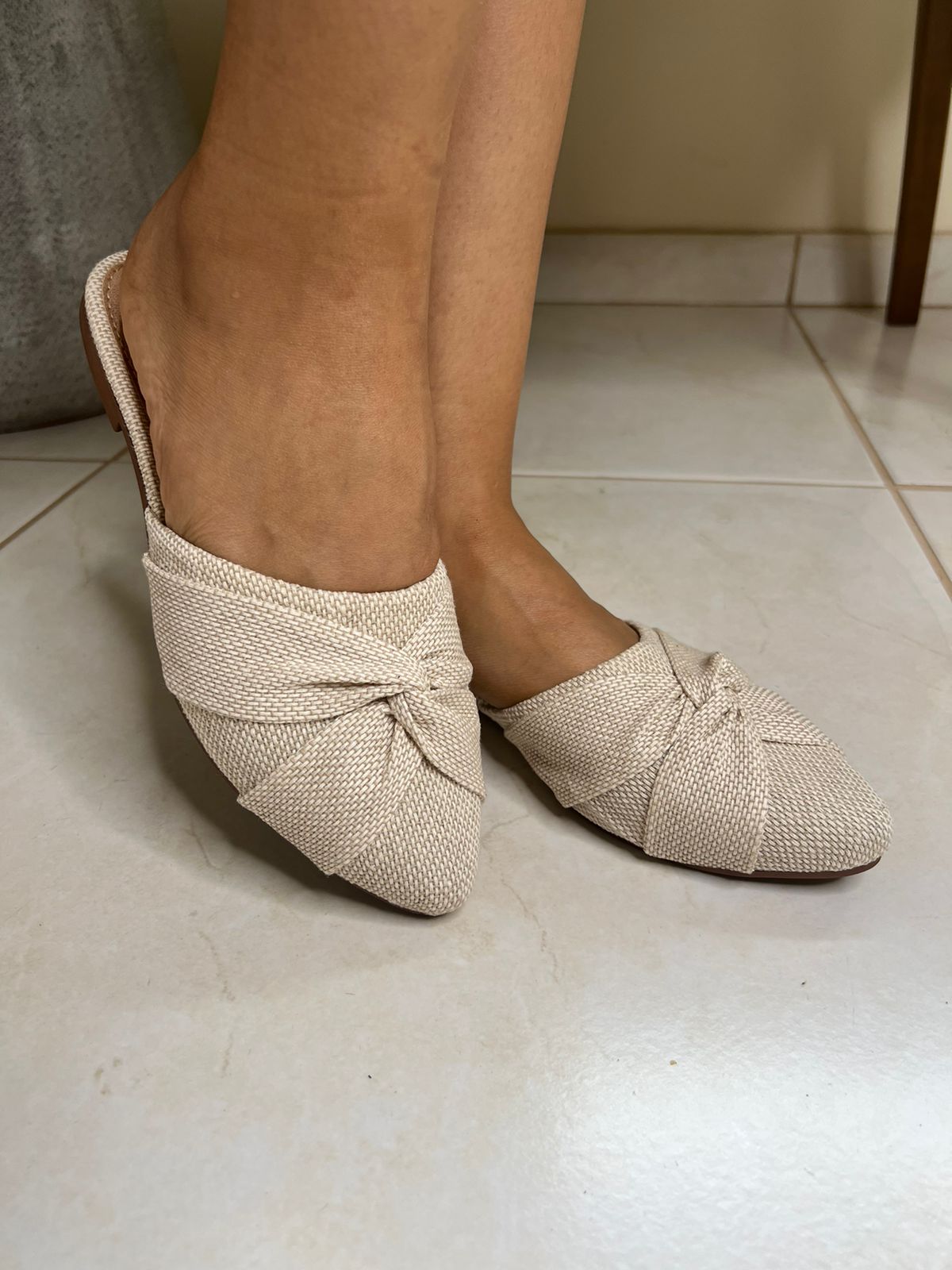 Mule Feminino Nó Linho AM006 Raya Areia
